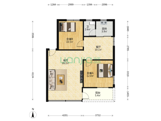 桂园西一路7号 2室2厅1卫 74平方