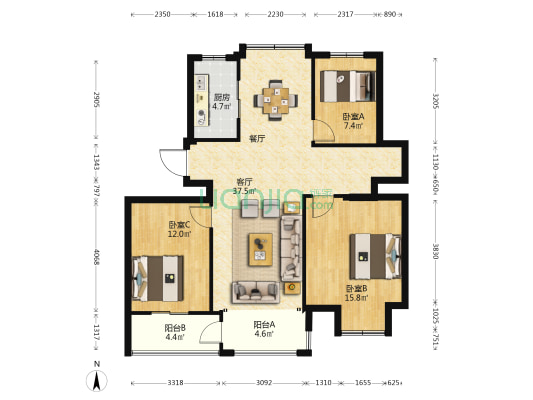 耀江海德城北区 3室1厅0卫 108平方