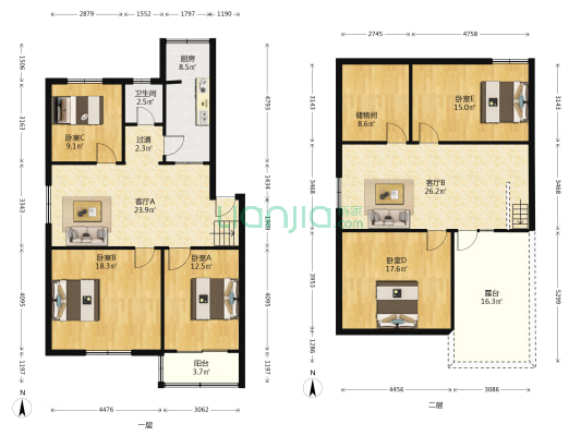 东风新村 5室2厅1卫 125平方