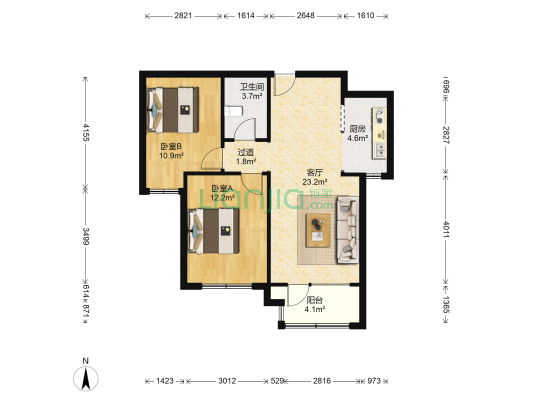 孔雀城英国宫四期 2室1厅1卫 85平方