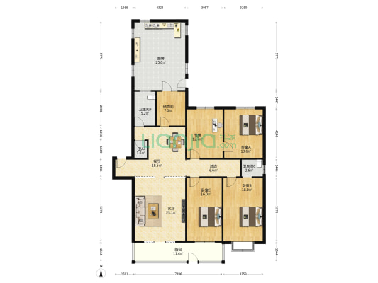 万业花园 4室2厅3卫 165平方