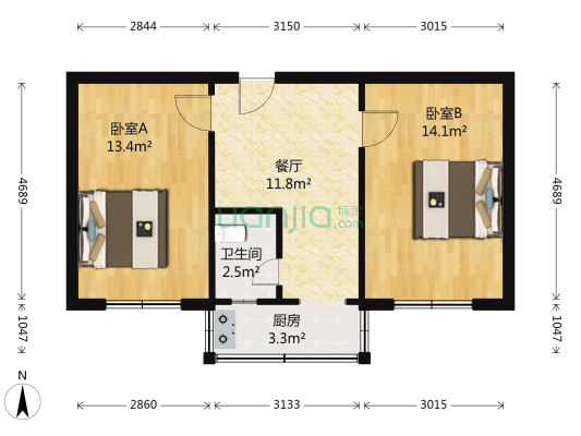 八街四纬小区 2室1厅1卫 60平方