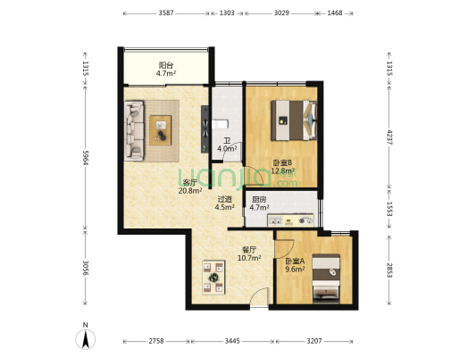 南骏大厦 2室2厅1卫 97平方