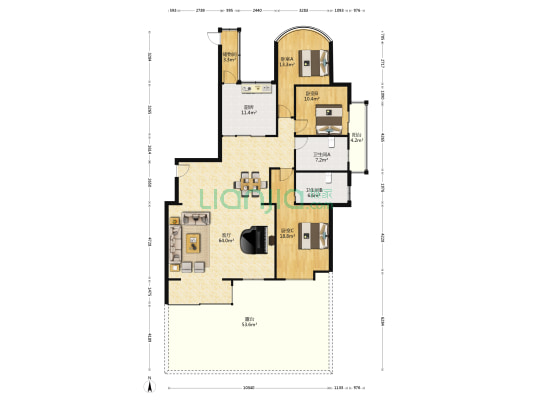 明珠大厦 3室1厅2卫 205平方