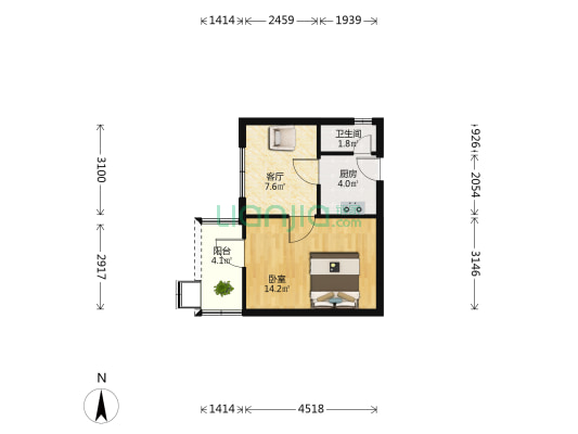 航空新村 1室1厅1卫 40平方