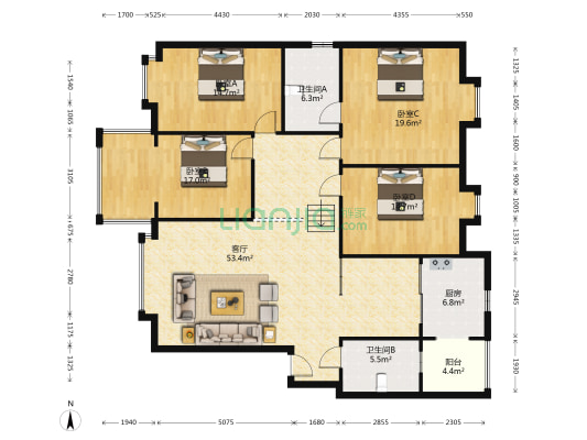 万兴佳苑 4室1厅2卫 165平方