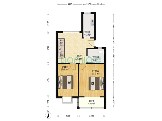 石马新寓 2室1厅1卫 65平方