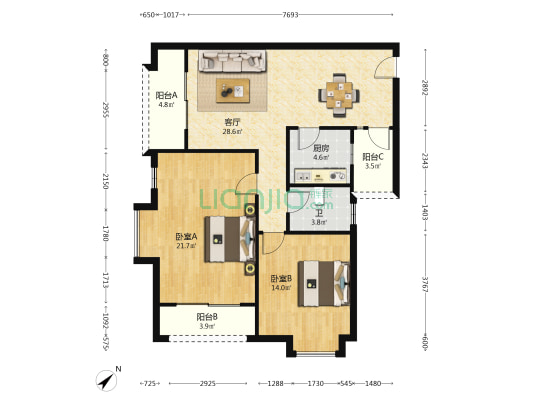 红枫街42号 2室1厅1卫 99平方