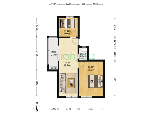 美颂雅庭 2室1厅1卫 58平方
