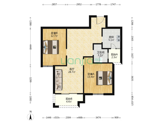 和谐新村二期 2室1厅1卫 90平方