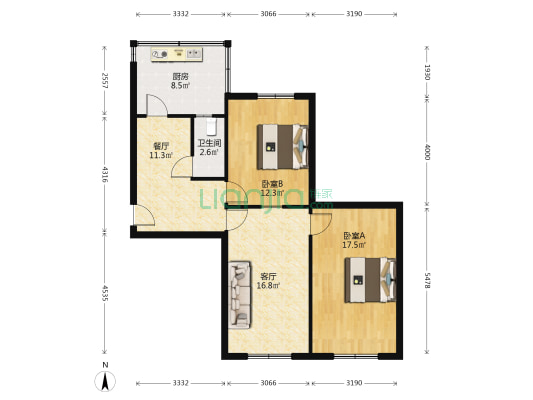 北合街82号 2室2厅1卫 77平方