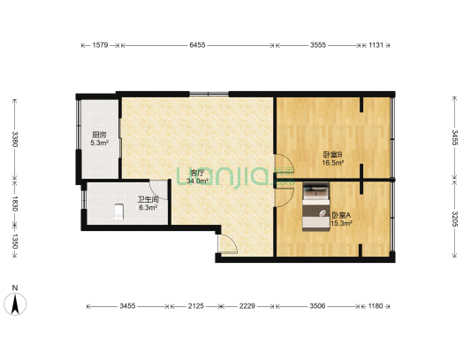 桐凤路45号 2室1厅1卫 85平方