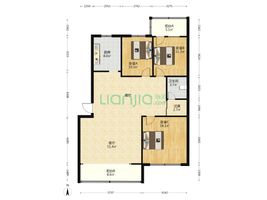 人行家属院小区 3室1厅1卫 140平方
