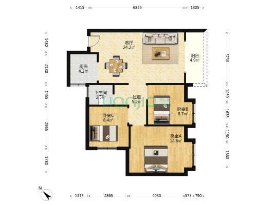 铂金时代 3室1厅1卫 98平方