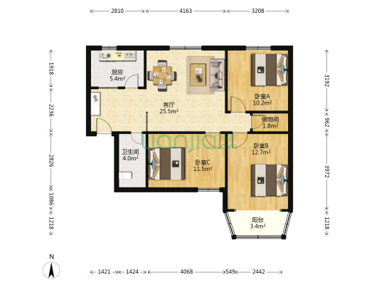 田基浜小区 3室1厅1卫 93平方