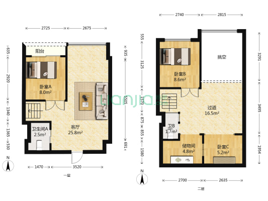 和达自由港 3室1厅2卫 49平方