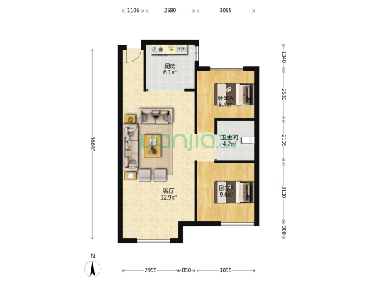 枫叶蔚澜半岛 2室1厅1卫 89平方