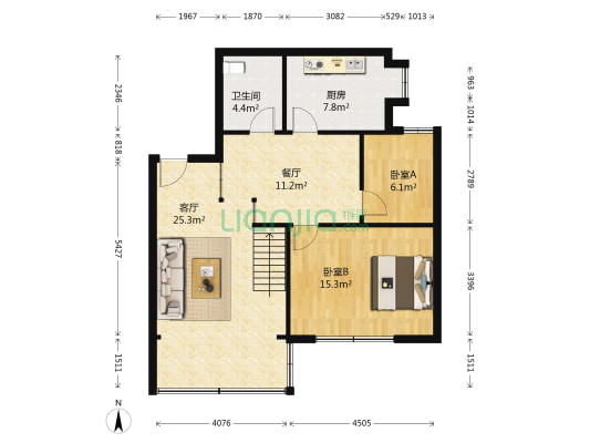 耀强花园 2室2厅1卫 130平方