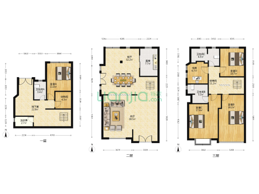 圣地雅歌海墅 5室2厅3卫 222平方