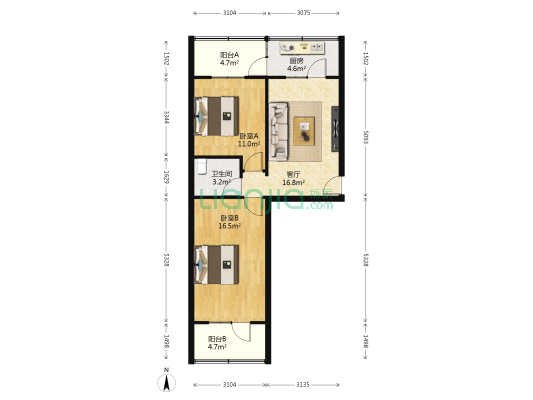 省五建小区 2室1厅1卫 56平方