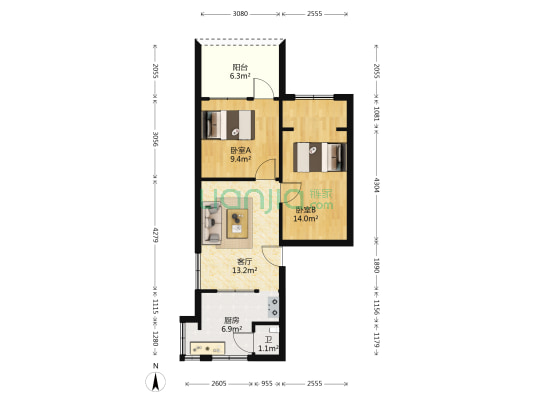 交易路67号 2室1厅1卫 49平方