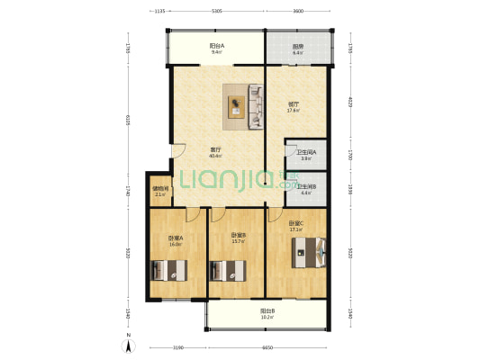 解放南路33号 3室2厅2卫 154平方
