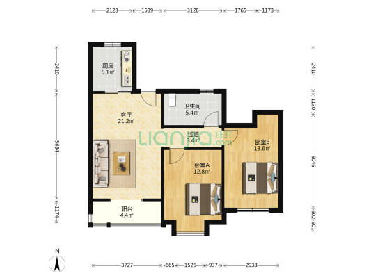 庄里头 2室1厅1卫 93平方