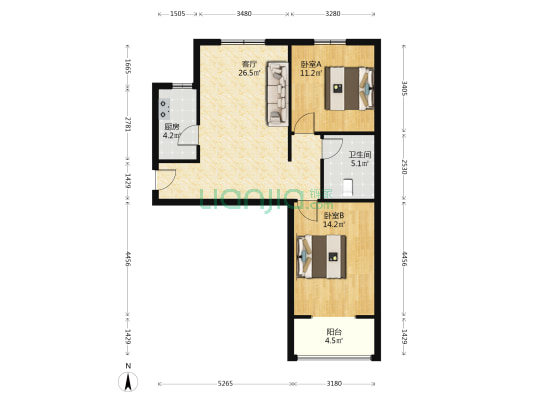 水岸花城，好房源，环境好，交通便利。-户型图