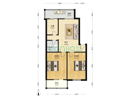 五家庄长虹楼 2室1厅1卫 90平方