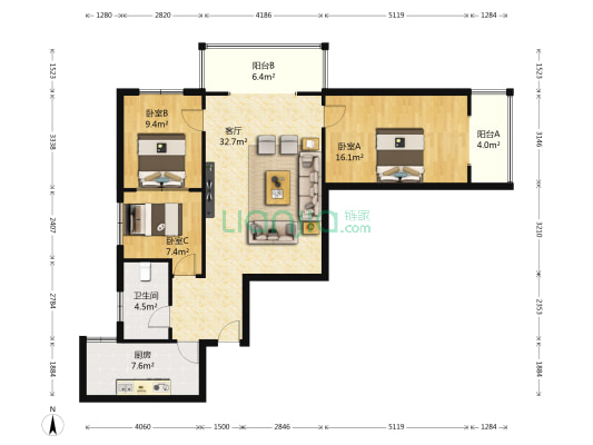 甘肃六建集团住宅小区(西津西路) 3室1厅1卫 118平方