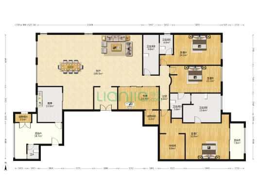 世华帝宝大厦 4室1厅5卫 402平方
