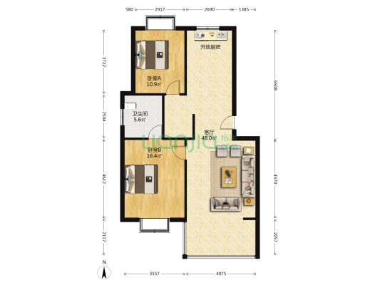 金水湾3区 2室1厅1卫 170平方