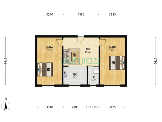 绿色家园(绿园区) 2室1厅1卫 79平方