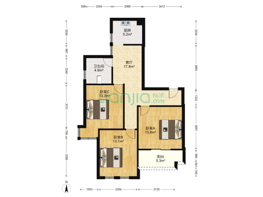 南裕二村 3室1厅1卫 103平方