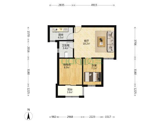 尚水湖畔晶园 1室1厅1卫 66平方