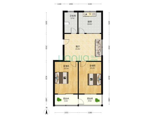 华山花苑一期 2室1厅1卫 92平方