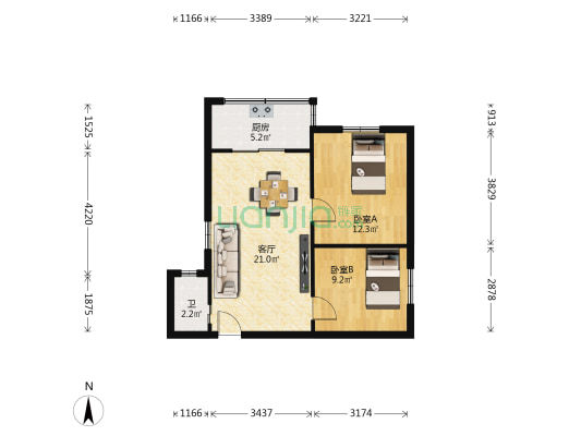 桂城玫瑰村 2室1厅1卫 128平方