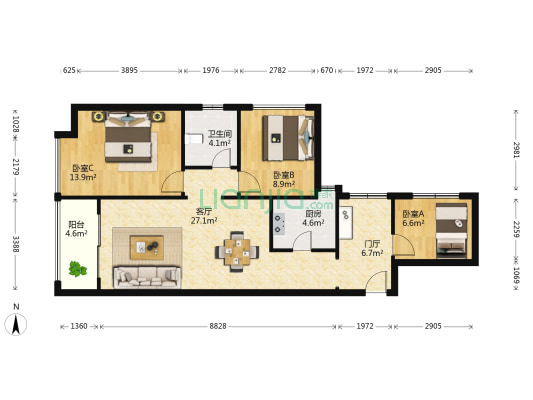 平吉上苑 3室1厅1卫 77平方