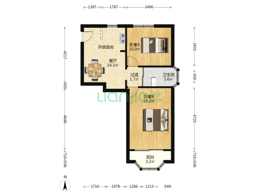 中业大楼 2室1厅1卫 70平方