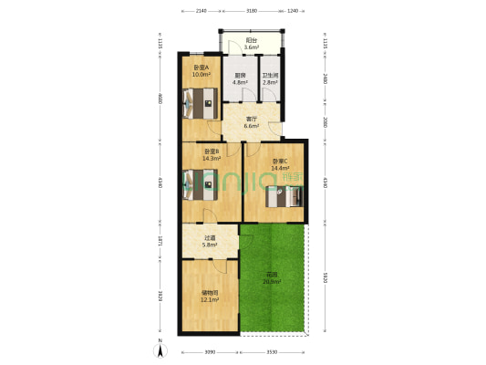 棉麻公司家属楼（四明北街） 3室1厅1卫 75平方