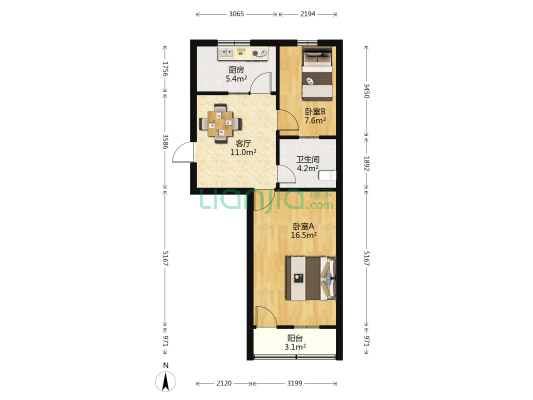 里厍新村北区 2室1厅1卫 57平方