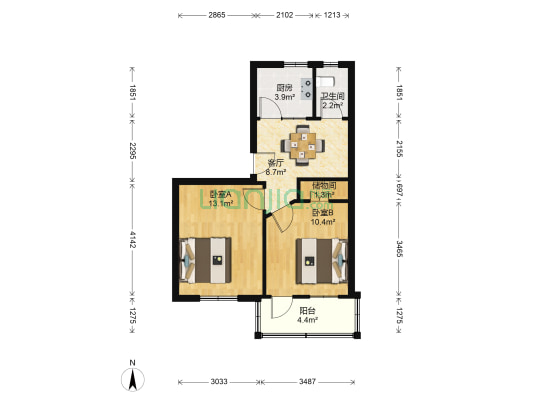 屯溪路276号宿舍 2室1厅1卫 54平方