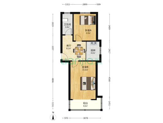锡澄二村 2室1厅1卫 58平方