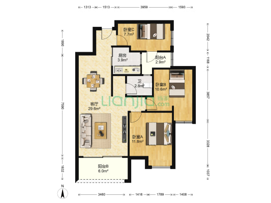 象山博望园 3室1厅1卫 86平方
