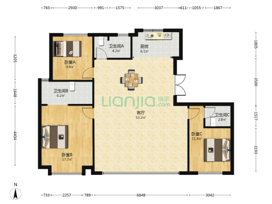 宣和和玺天著 3室1厅3卫 155平方