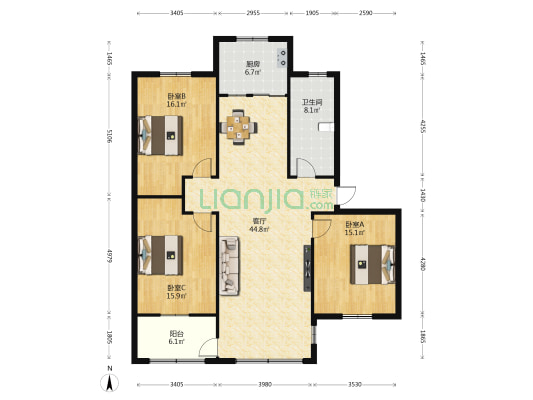 驻马店市水利工程局家属院 3室1厅1卫 129平方