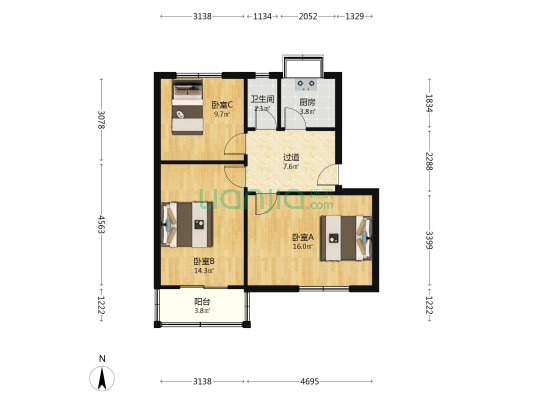 秦岭路办事处建西社区 3室0厅1卫 70平方