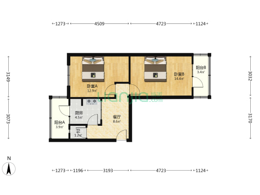 工商局家属院（定西路） 2室1厅1卫 51平方