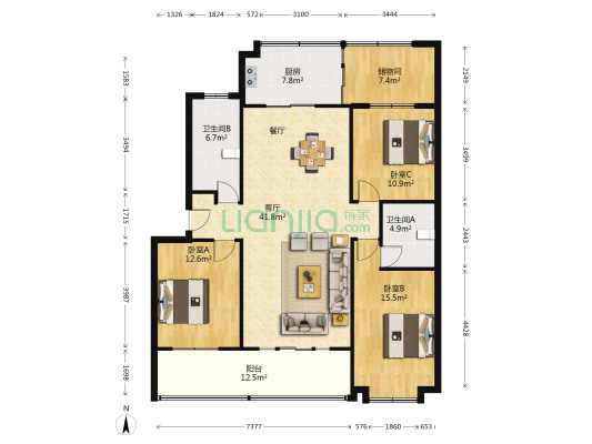 重型小区 3室1厅2卫 136平方
