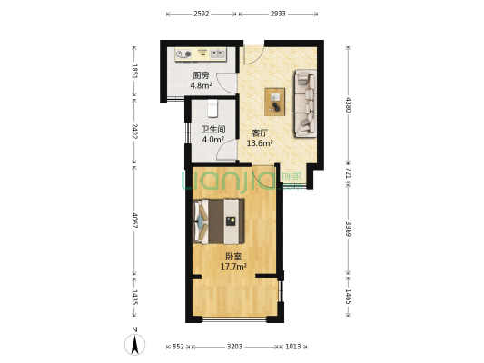 莲香新村北区 1室1厅1卫 55平方